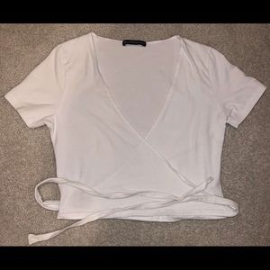 Brandy Melville white wrap top